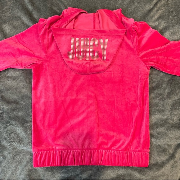 Juicy Couture Girls Velour Zip‎ Up Hoodie in Pink Size Large or adult XS - Picture 5 of 9